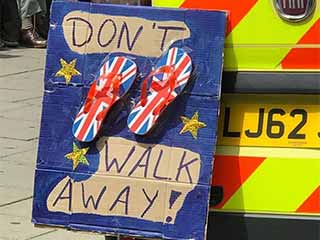 Anti-brexit sign on ambulance