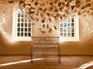 'Beyond Time', an installation by Chiharu Shiota in the grounds of the Yorkshire Sculpture Park