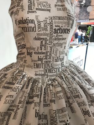 Dress covered in printed words